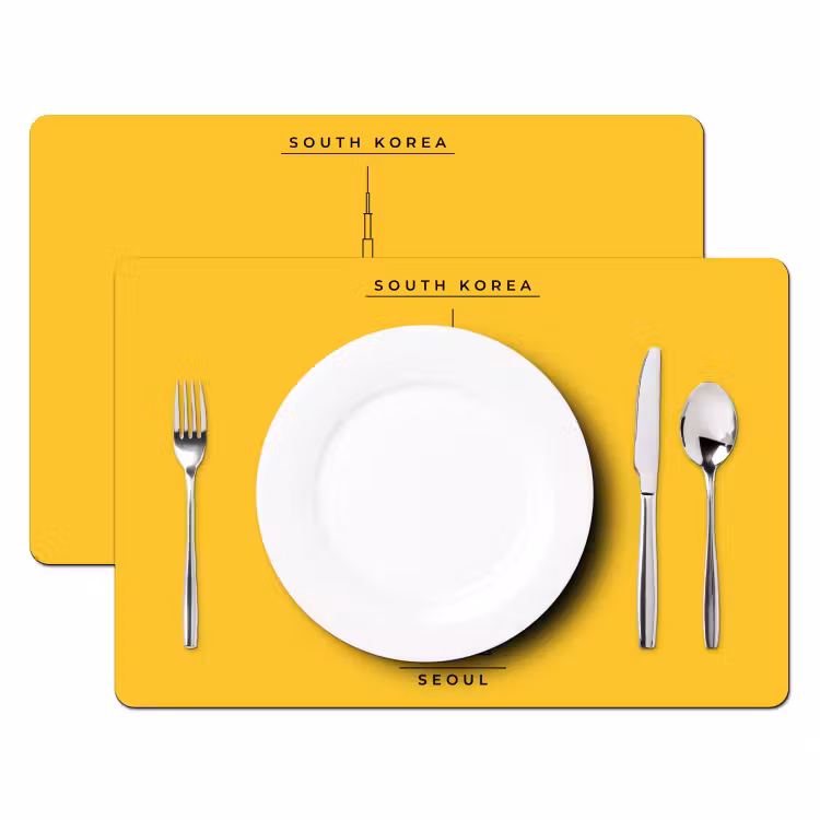 Placemat - 6 stuks - Toren - Seoul - Architectuur - Minimalistisch - Geel — 2