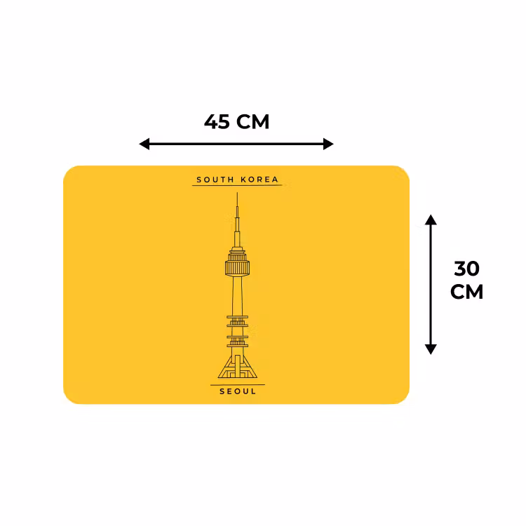 Placemat - 6 stuks - Toren - Seoul - Architectuur - Minimalistisch - Geel — 3