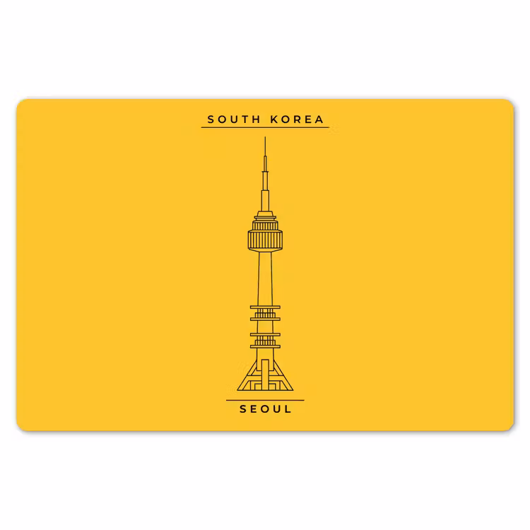 Placemat - 6 stuks - Toren - Seoul - Architectuur - Minimalistisch - Geel — 7