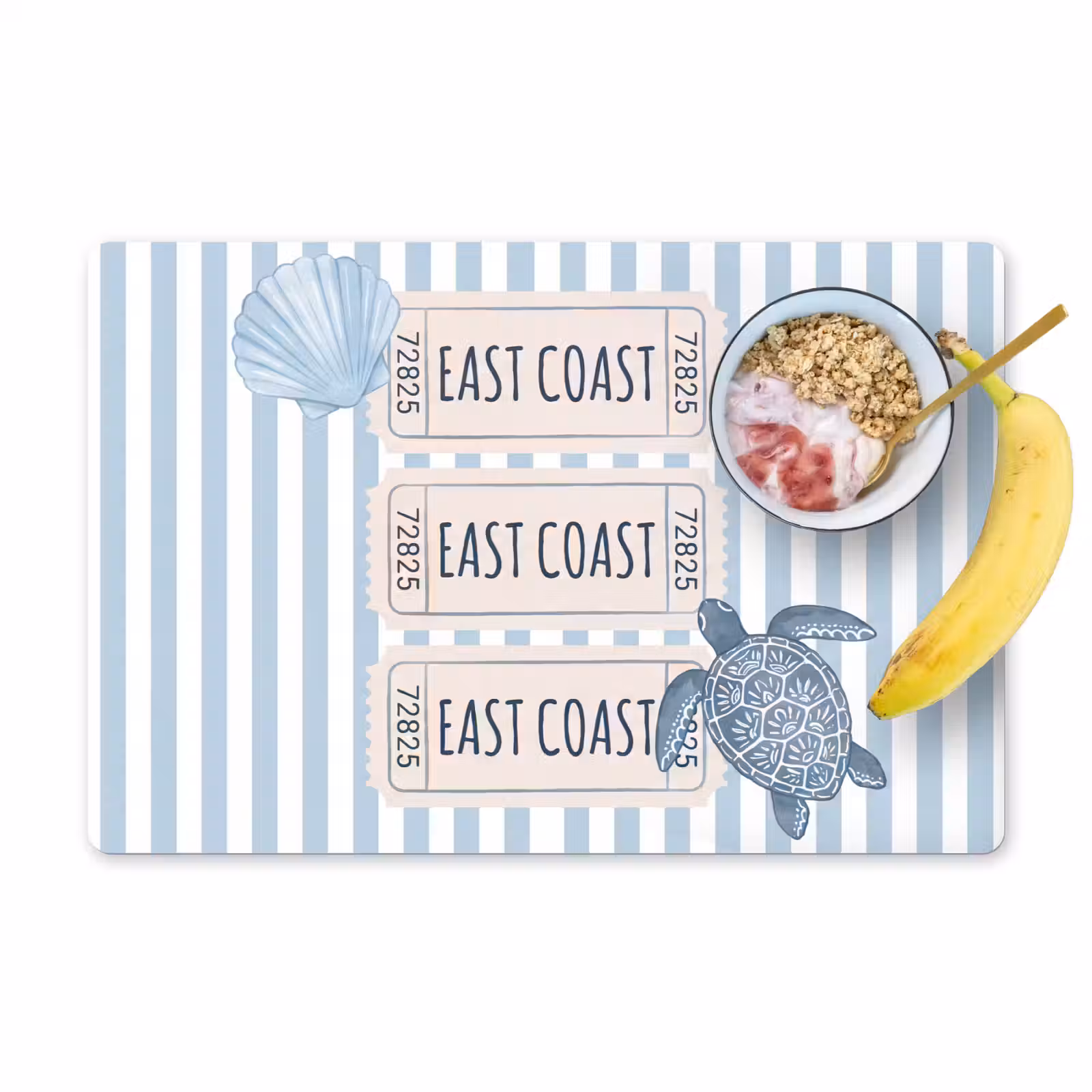 Placemat - 6 stuks - Schelp - Oceaan - Kust - Blauw - Illustratie — 1