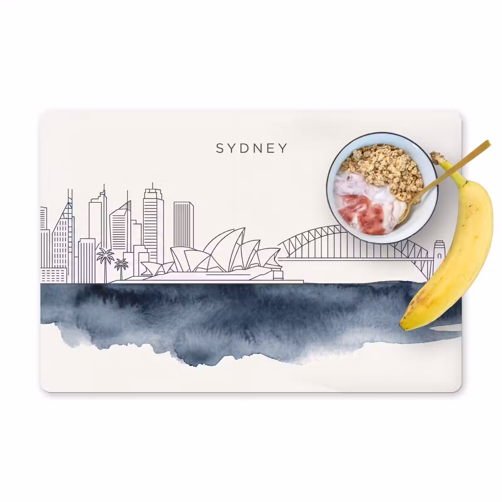 Placemat - 6 stuks - Stad - Skyline - Architectuur - Minimalistisch - Blauw — 1