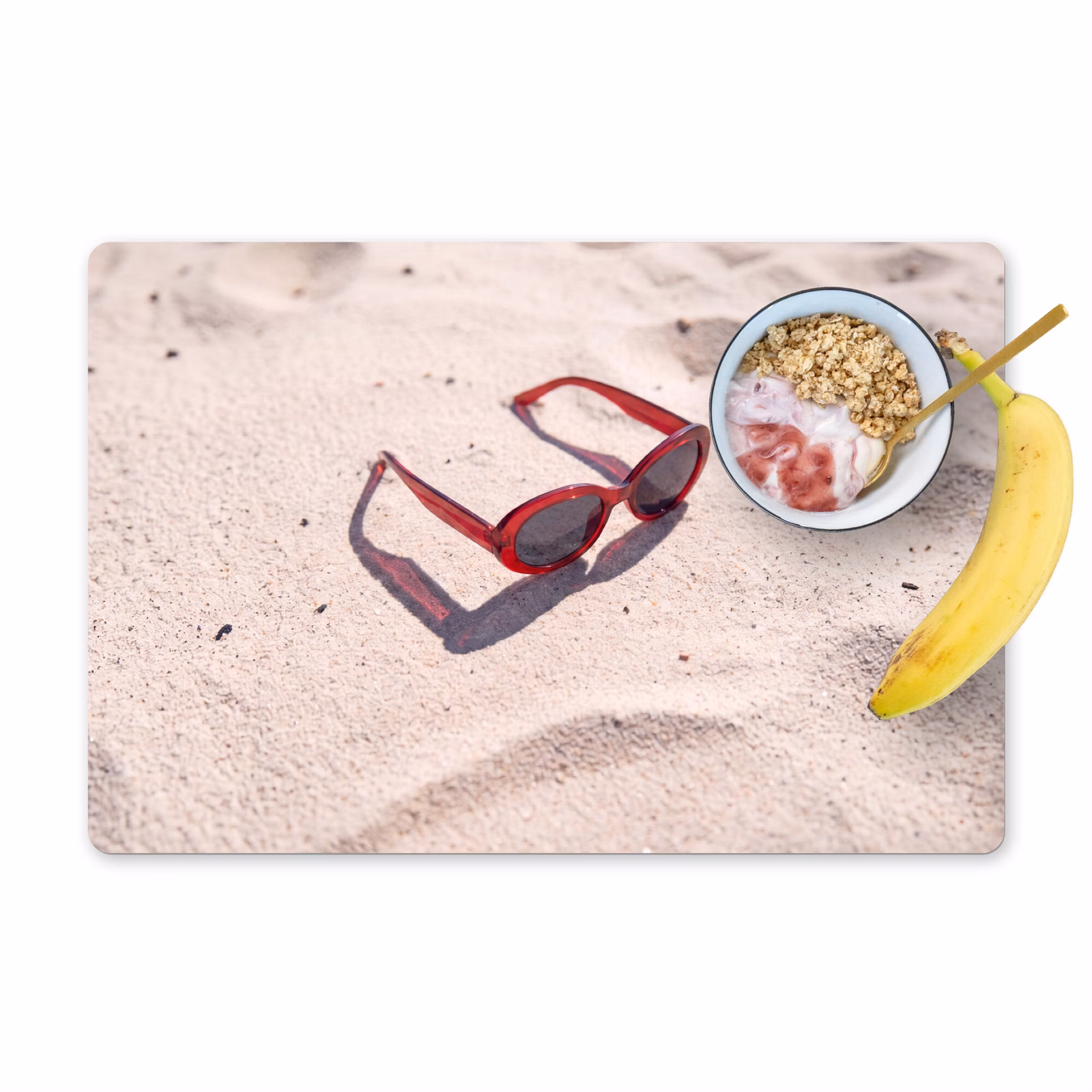 Placemat - 6 stuks - Zonnebril - Strand - Vakantie - Rood — 1