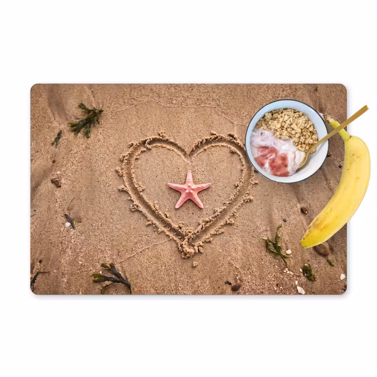 Placemat - 6 stuks - Dieren - Hart - Strand - Zand - Roze — 1