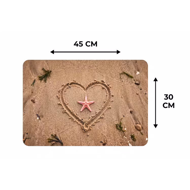 Placemat - 6 stuks - Dieren - Hart - Strand - Zand - Roze — 3