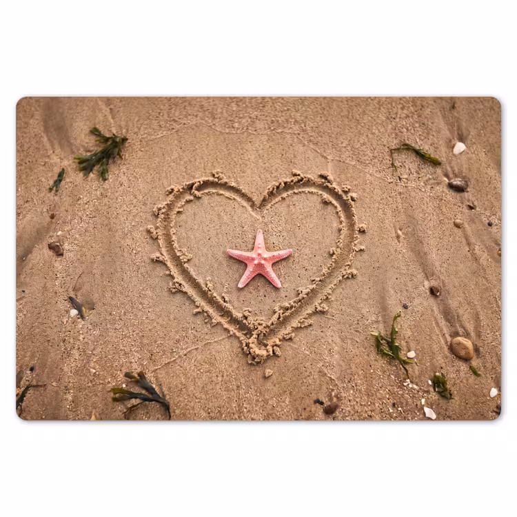 Placemat - 6 stuks - Dieren - Hart - Strand - Zand - Roze — 7