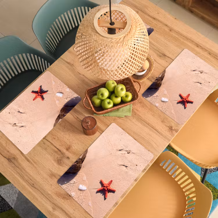 Placemat - 6 stuks - Dieren - Strand - Zee - Natuur - Rood — 6