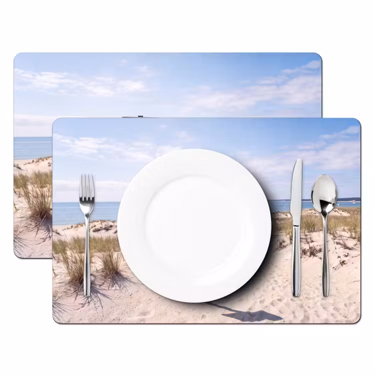 Placemat - 6 stuks - Duin - Bord - Kust - Landschap - Rood — 2