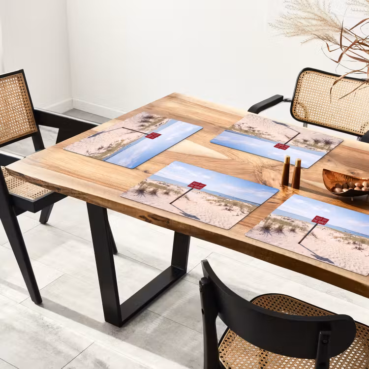 Placemat - 6 stuks - Duin - Bord - Kust - Landschap - Rood — 5