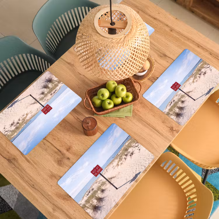 Placemat - 6 stuks - Duin - Bord - Kust - Landschap - Rood — 6