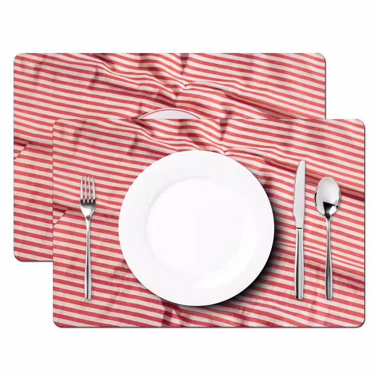 Placemat - 6 stuks - Eten - Aardbeien - Fruit - Zomer - Rood — 2