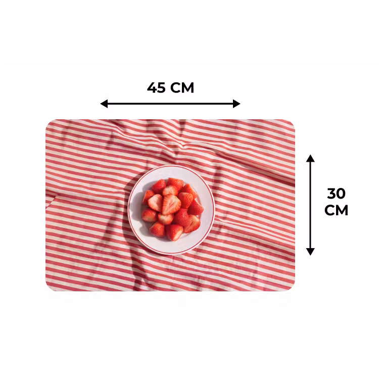 Placemat - 6 stuks - Eten - Aardbeien - Fruit - Zomer - Rood — 3
