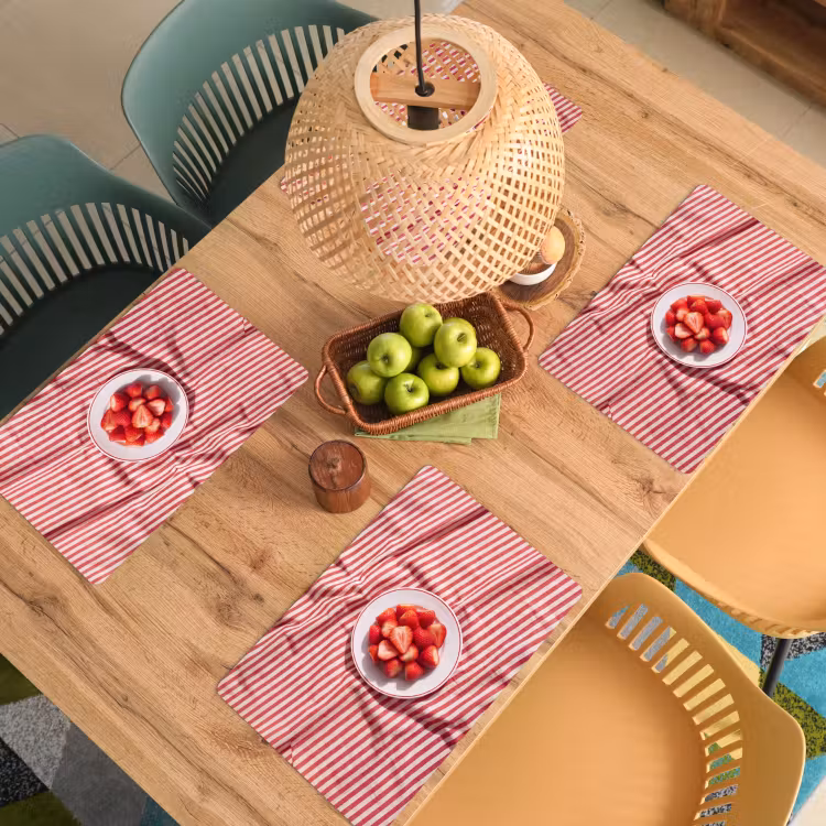 Placemat - 6 stuks - Eten - Aardbeien - Fruit - Zomer - Rood — 6
