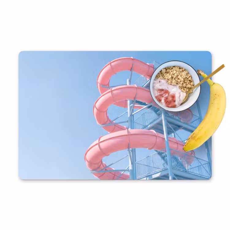 Placemat - 6 stuks - Glijbaan - Waterpark - Spiraal - Modern - Roze — 1