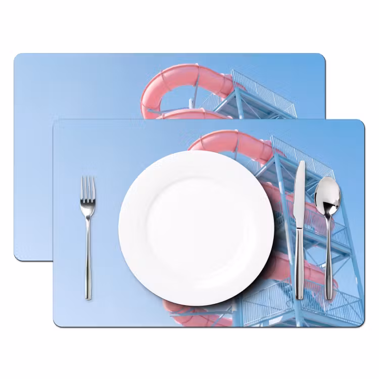 Placemat - 6 stuks - Glijbaan - Waterpark - Spiraal - Modern - Roze — 2