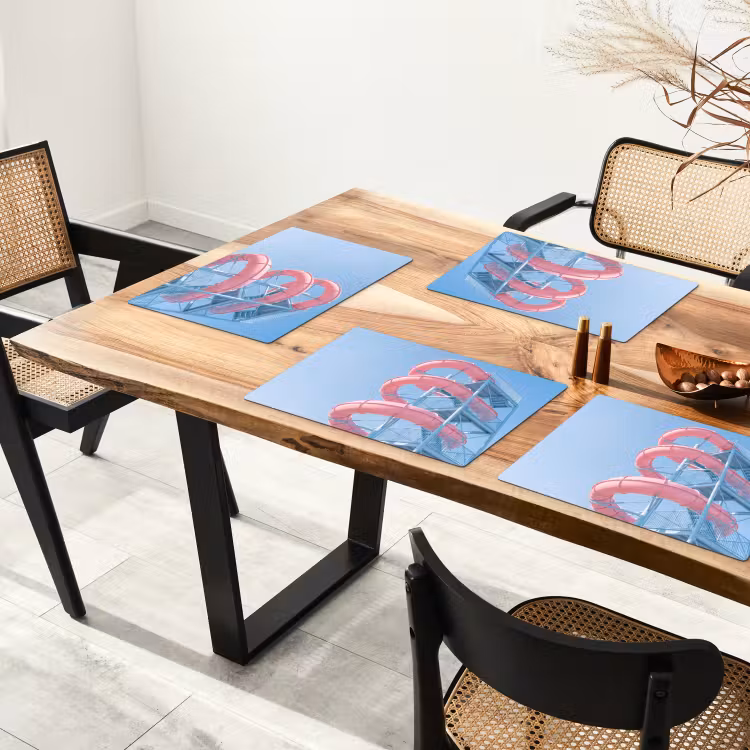 Placemat - 6 stuks - Glijbaan - Waterpark - Spiraal - Modern - Roze — 5
