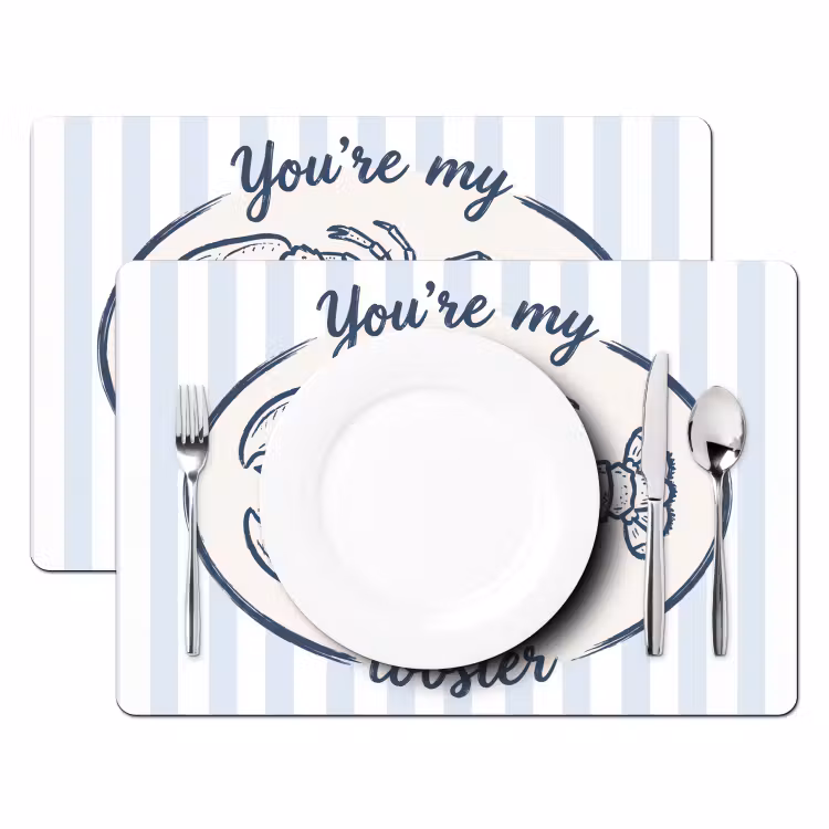 Placemat - 6 stuks - Kreeft - Illustratie - Liefde - Blauw - Decoratie — 2