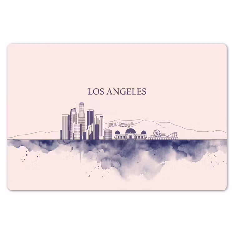Placemat - 6 stuks - Los Angeles - Skyline - Architectuur - Aquarel - Blauw — 7