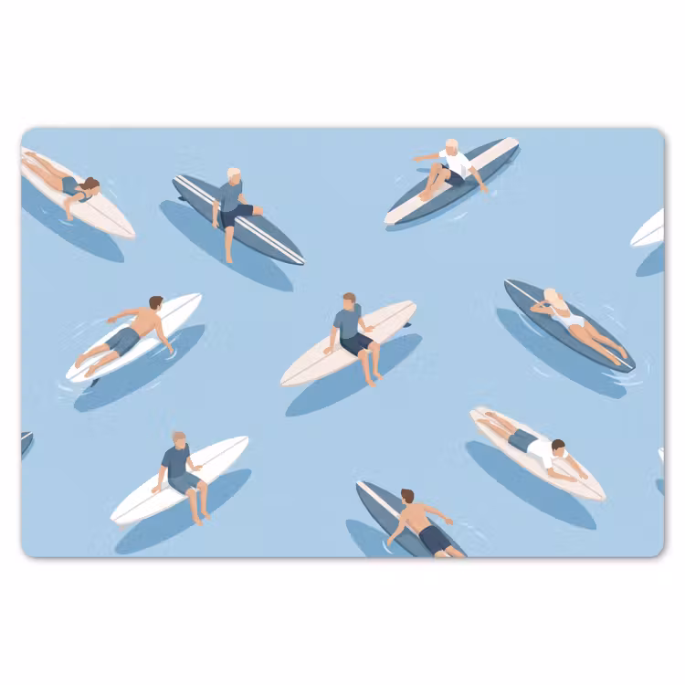 Placemat - 6 stuks - Mensen - Surfen - Water - Zomer - Illustratie — 7