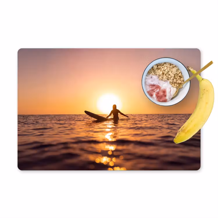 Placemat - 6 stuks - Persoon - Surfen - Zonsondergang - Zee - Oranje — 1