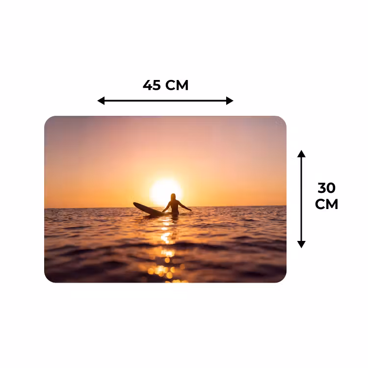 Placemat - 6 stuks - Persoon - Surfen - Zonsondergang - Zee - Oranje — 3