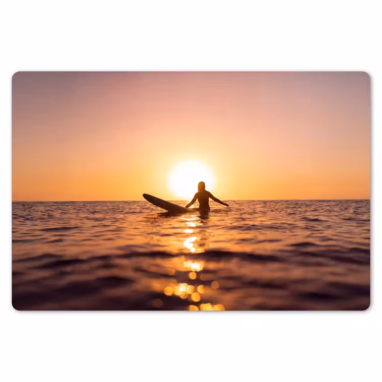 Placemat - 6 stuks - Persoon - Surfen - Zonsondergang - Zee - Oranje — 7