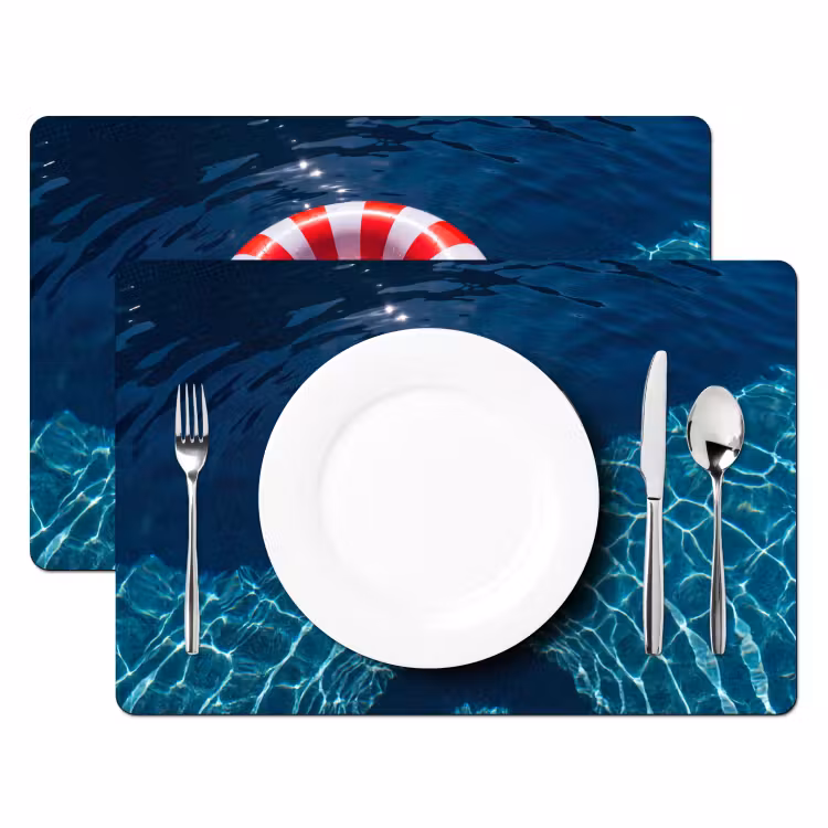 Placemat - 6 stuks - Recreatie - Water - Zomer - Rood - Wit — 2