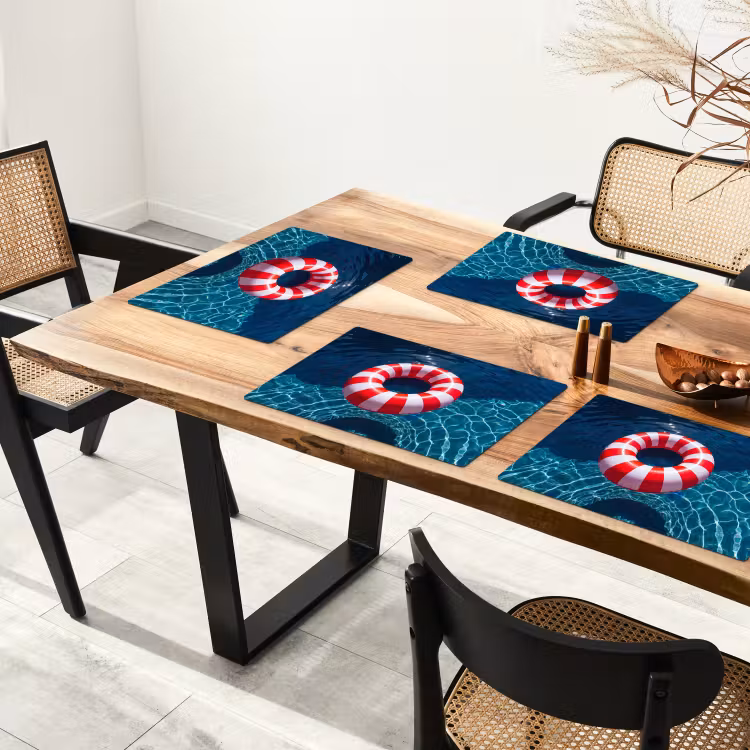 Placemat - 6 stuks - Recreatie - Water - Zomer - Rood - Wit — 5