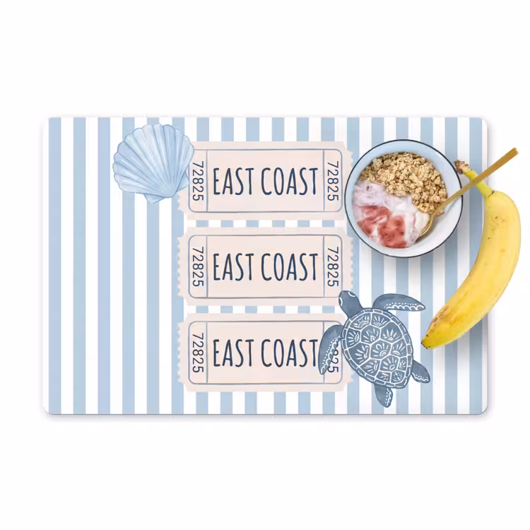 Placemat - 6 stuks - Schelp - Oceaan - Kust - Blauw - Illustratie — 1