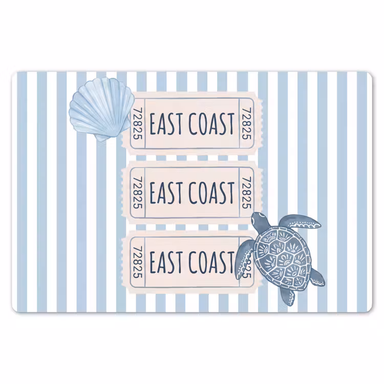 Placemat - 6 stuks - Schelp - Oceaan - Kust - Blauw - Illustratie — 7