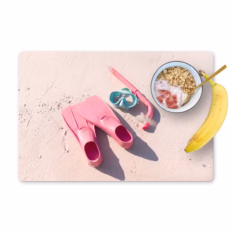 Placemat - 6 stuks - Snorkelset - Strand - Zomer - Roze — 1