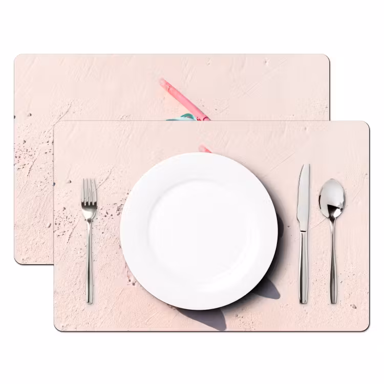 Placemat - 6 stuks - Snorkelset - Strand - Zomer - Roze — 2