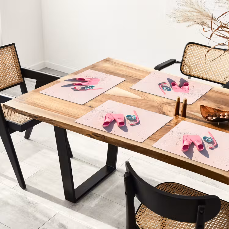Placemat - 6 stuks - Snorkelset - Strand - Zomer - Roze — 5