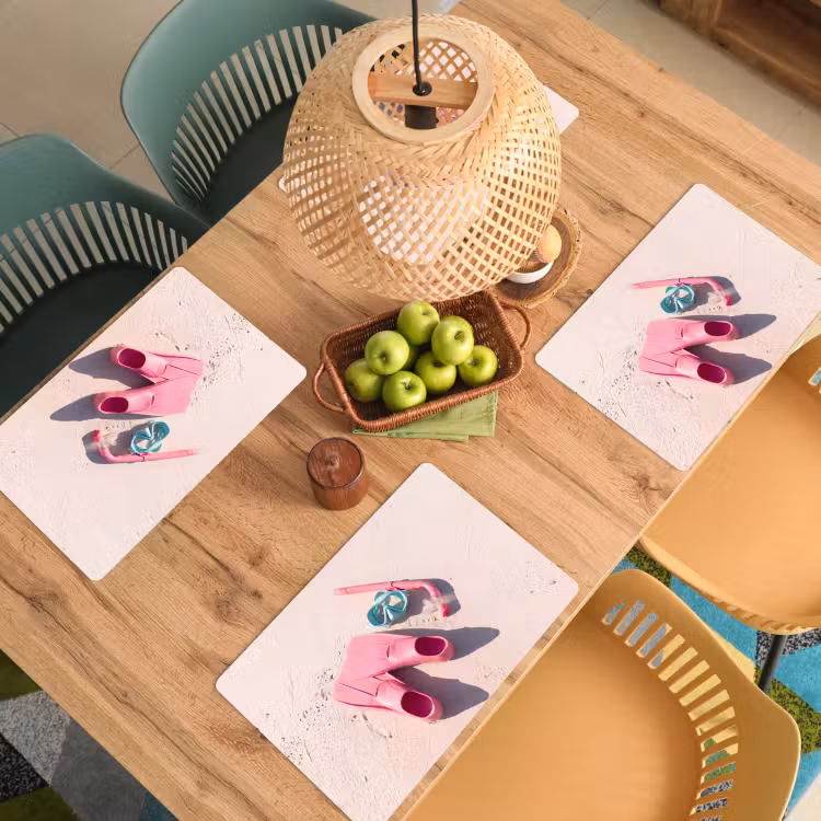 Placemat - 6 stuks - Snorkelset - Strand - Zomer - Roze — 6