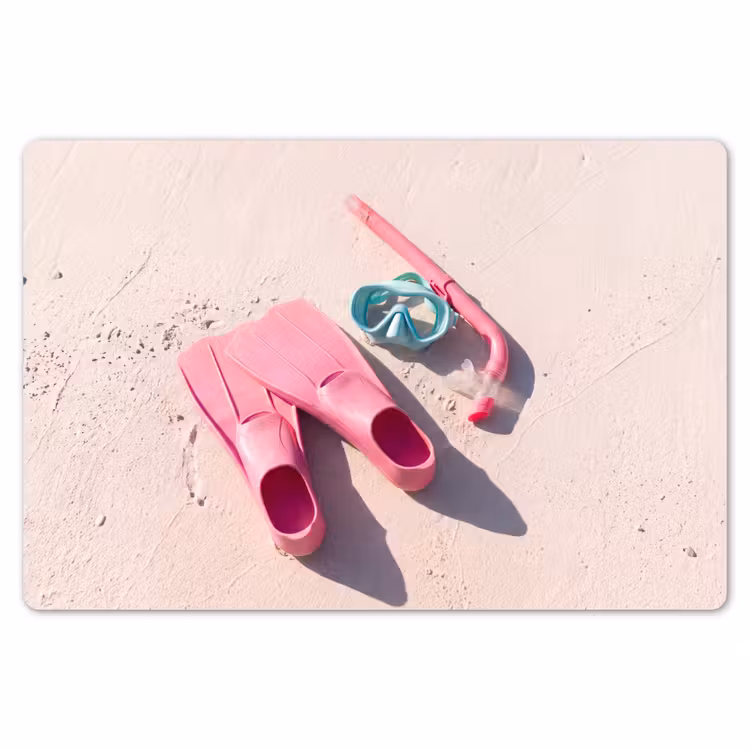 Placemat - 6 stuks - Snorkelset - Strand - Zomer - Roze — 7