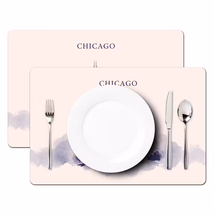 Placemat - 6 stuks - Stad - Skyline - Architectuur - Lijntekening - Blauw — 2