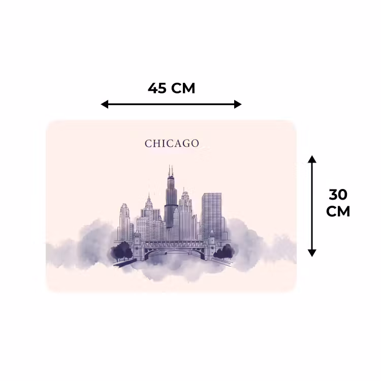 Placemat - 6 stuks - Stad - Skyline - Architectuur - Lijntekening - Blauw — 3
