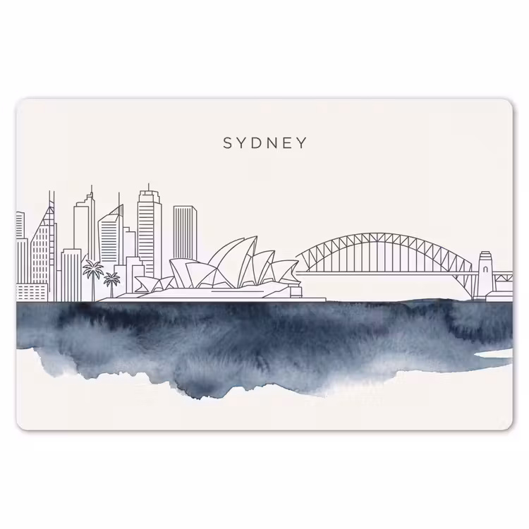 Placemat - 6 stuks - Stad - Skyline - Architectuur - Minimalistisch - Blauw — 7