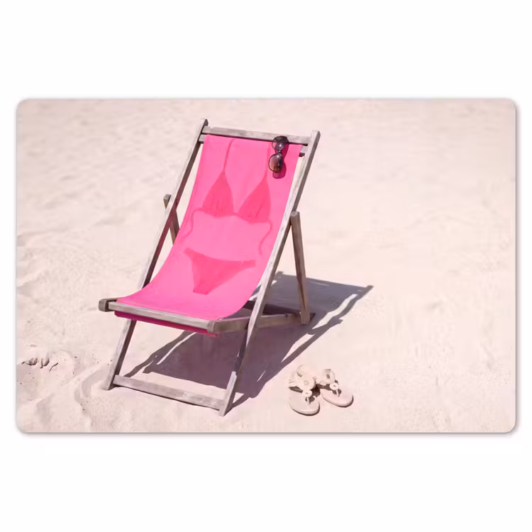 Placemat - 6 stuks - Strand - Ligstoel - Badkleding - Zomer - Roze — 7