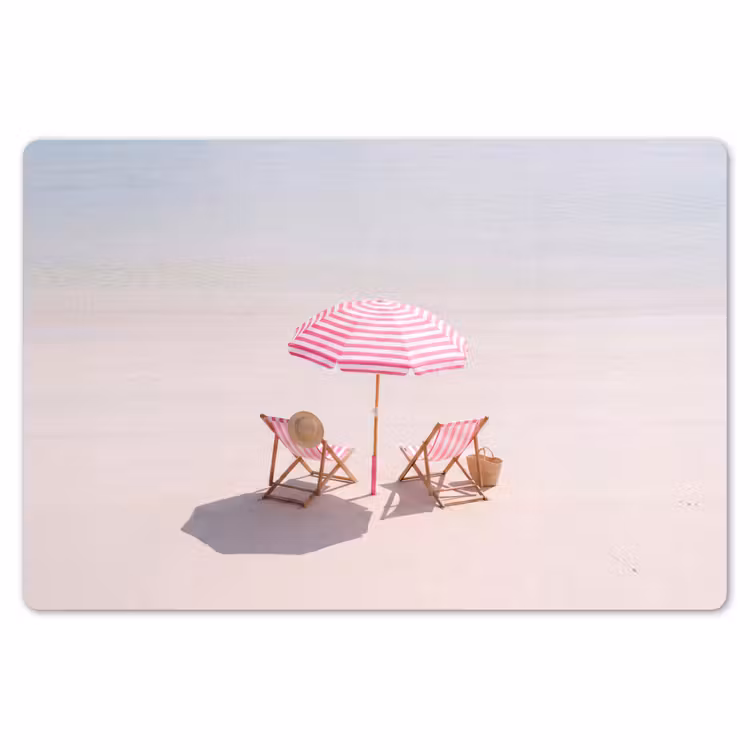 Placemat - 6 stuks - Strand - Parasol - Ligstoel - Zomer - Roze — 7
