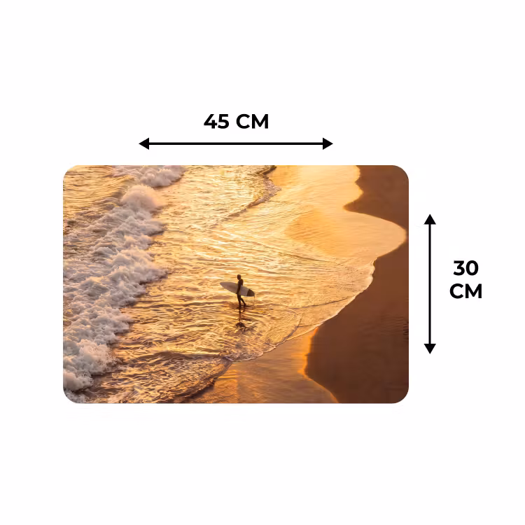 Placemat - 6 stuks - Surfer - Strand - Zonsondergang - Oceaan - Goud — 3