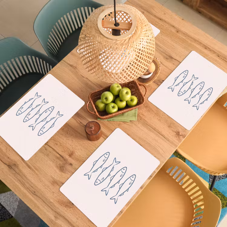 Placemat - 6 stuks - Vis - Vier - Dieren - Abstract - Blauw — 6