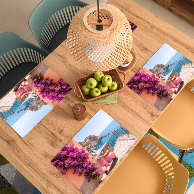 Placemat - 6 stuks - Voertuig - Roze - Kust - Zomer - Reizen — 6