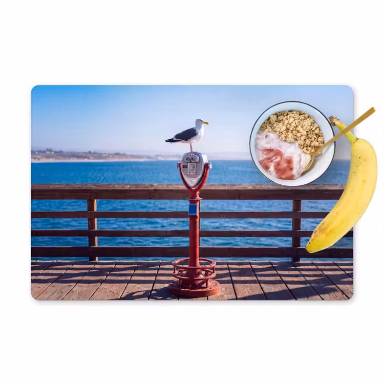 Placemat - 6 stuks - Vogel - Verrekijker - Kust - Zee - Blauw — 1