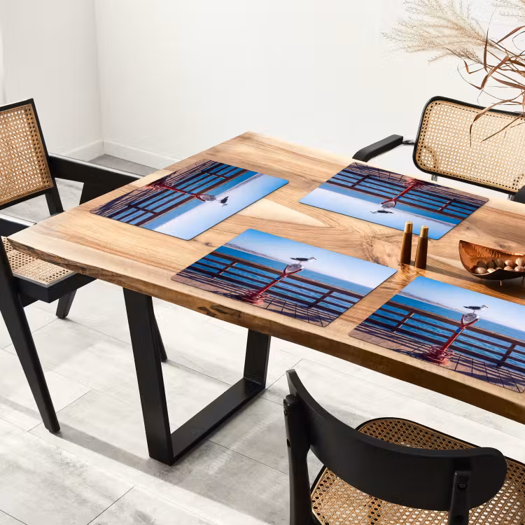 Placemat - 6 stuks - Vogel - Verrekijker - Kust - Zee - Blauw — 5
