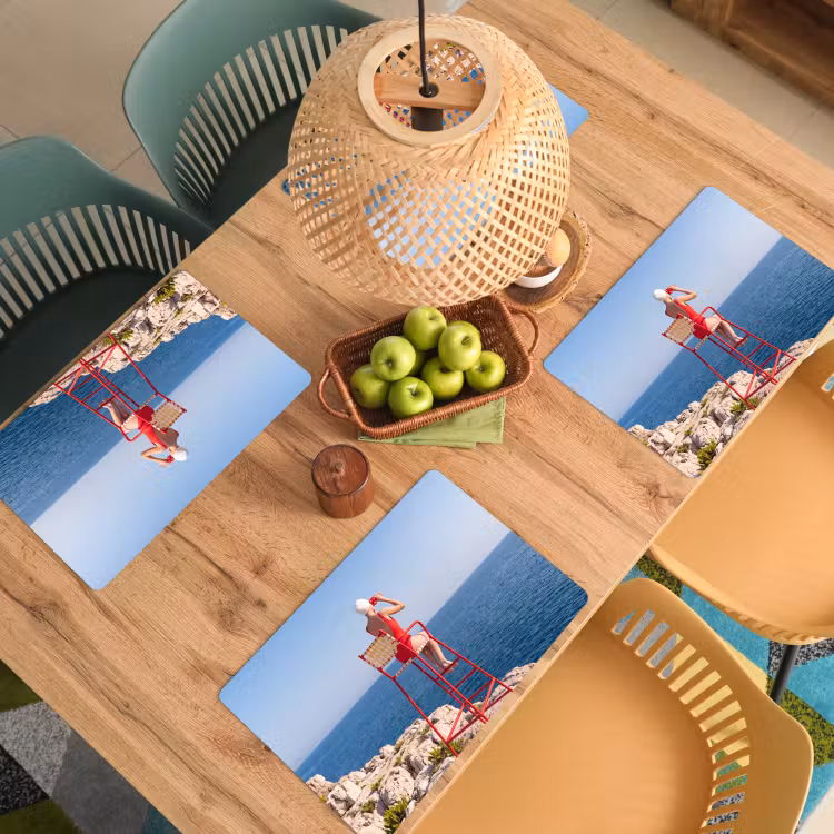 Placemat - 6 stuks - Vrouw - Zee - Kust - Verrekijker - Rood — 6