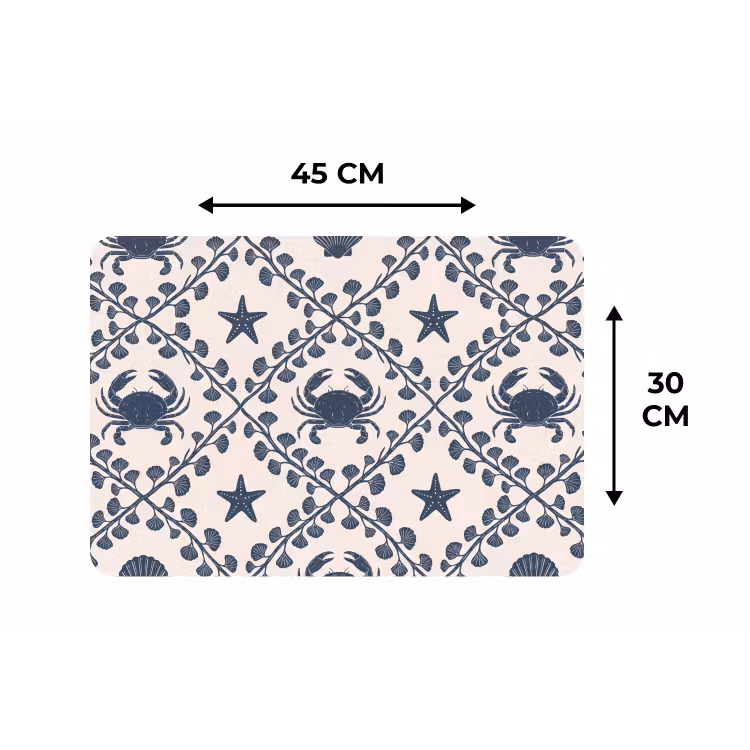 Placemat - 6 stuks - Zee - Krab - Zeester - Patroon - Blauw — 3
