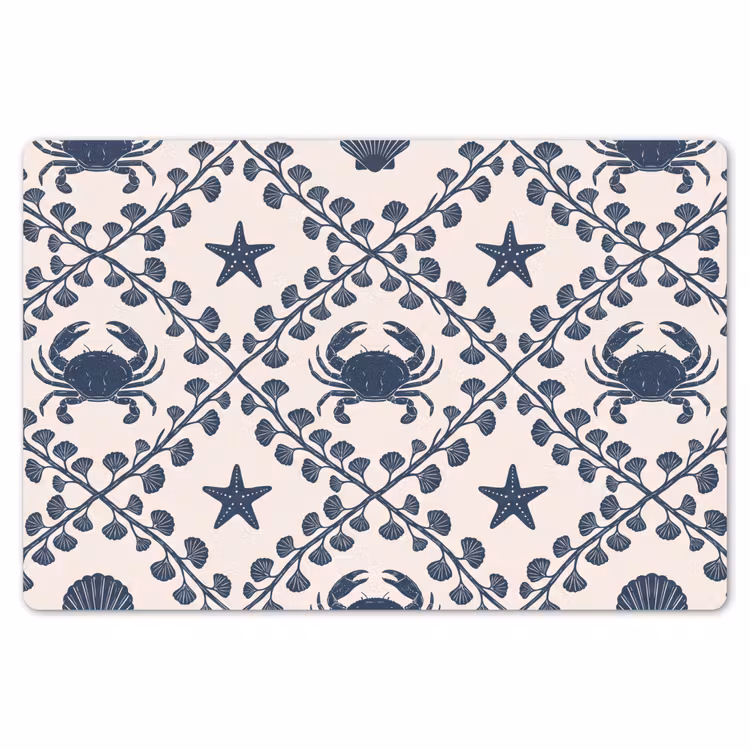 Placemat - 6 stuks - Zee - Krab - Zeester - Patroon - Blauw — 7