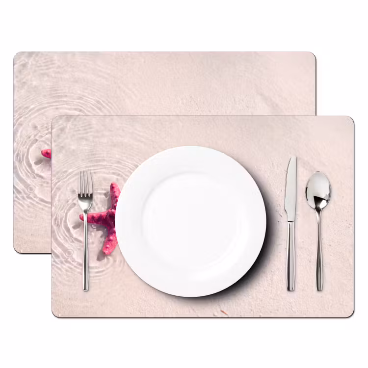 Placemat - 6 stuks - Zeeleven - Zeester - Strand - Roze - Water — 2