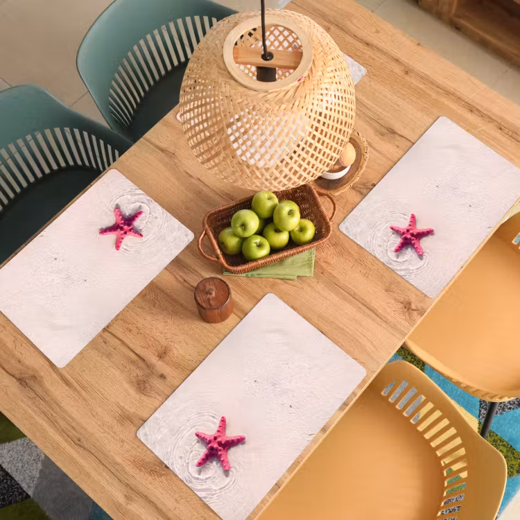 Placemat - 6 stuks - Zeeleven - Zeester - Strand - Roze - Water — 6
