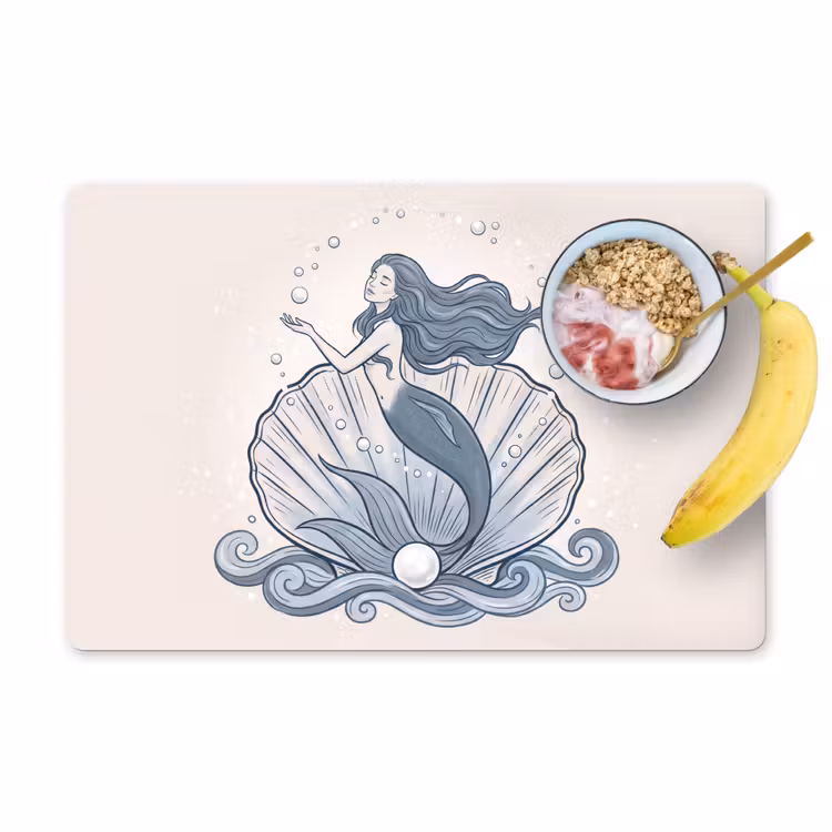 Placemat - 6 stuks - Zeemeermin - Schelp - Zee - Fantasie - Blauw — 1